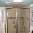 Custom walk-in mosaic  tile showers, rain fall shower head, Glass wall shower